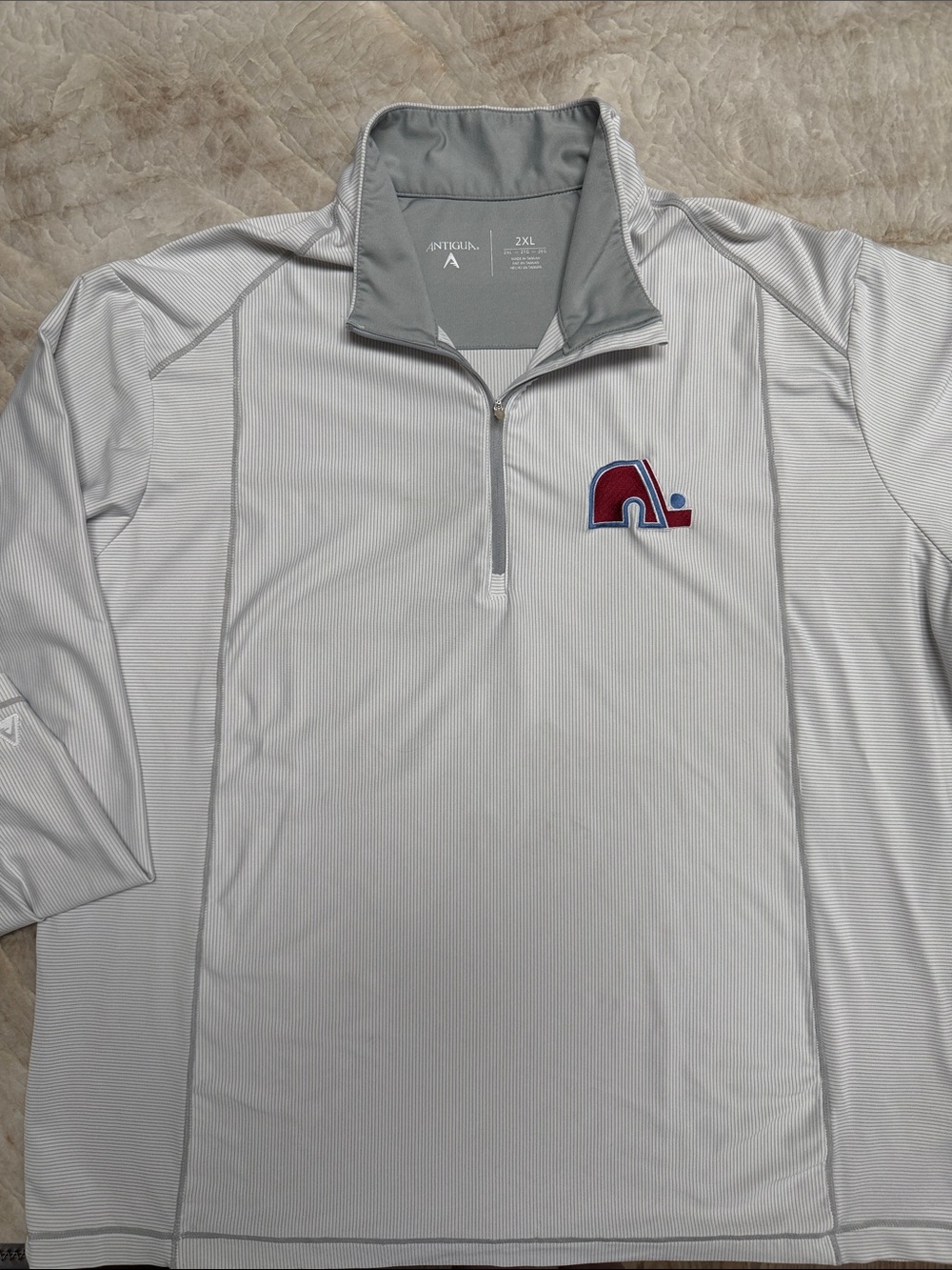 Antigua Light Gray 1/4 Zip Pullover with Colorado Avalanche Embroidered Logo